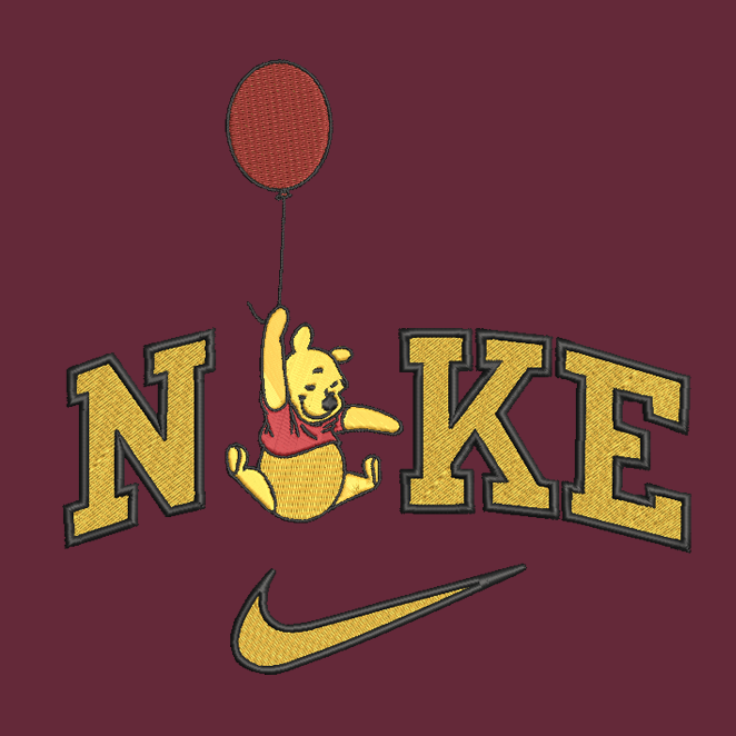 Nike Winnie The Pooh Embroidered YOUTH Sweatshirt Kids Boy Girl Unisex Crewneck Balloon Gold