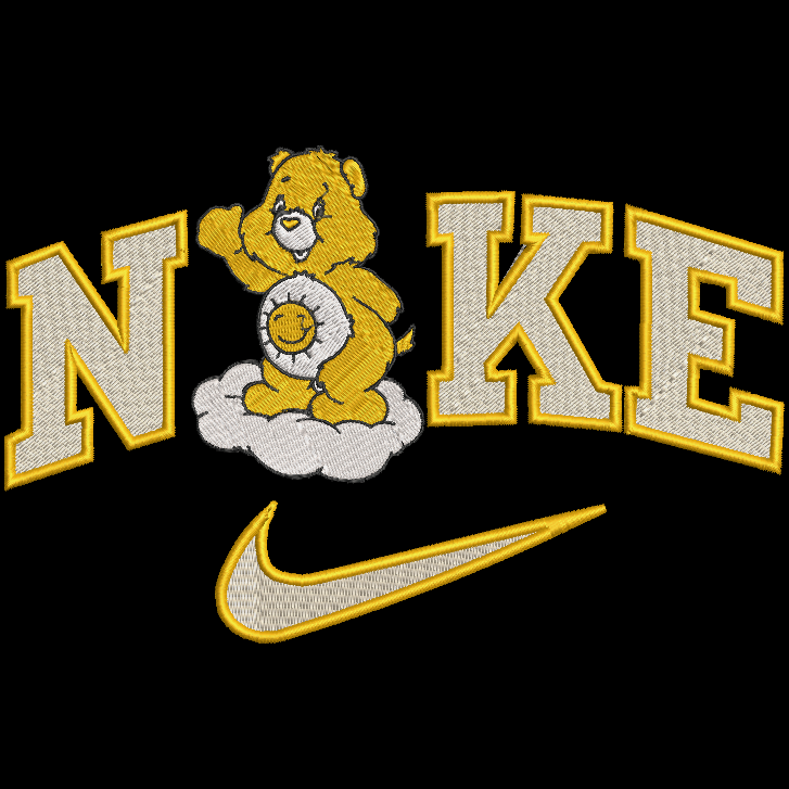 Nike Care Bears Embroidered ADULT Hoodie / Crewneck Sweatshirt Unisex Yellow Sunshine Bear 80s Cartoon Cozy Gift