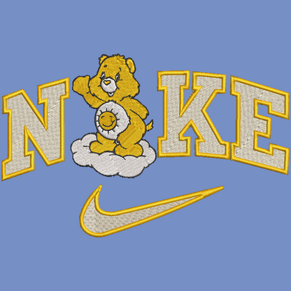 Nike Care Bears Embroidered ADULT Hoodie / Crewneck Sweatshirt Unisex Yellow Sunshine Bear 80s Cartoon Cozy Gift