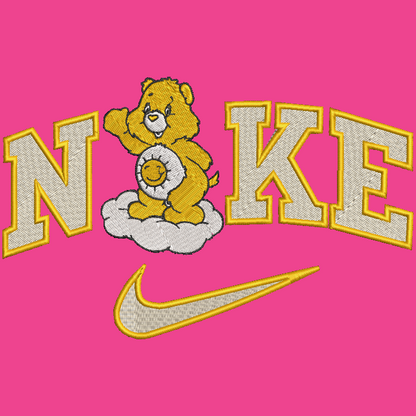 Nike Care Bears Embroidered ADULT Hoodie / Crewneck Sweatshirt Unisex Yellow Sunshine Bear 80s Cartoon Cozy Gift