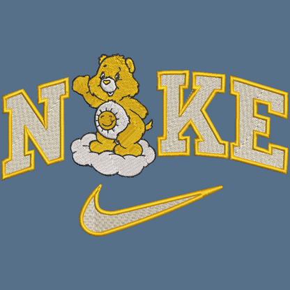 Nike Care Bears Embroidered ADULT Hoodie / Crewneck Sweatshirt Unisex Yellow Sunshine Bear 80s Cartoon Cozy Gift