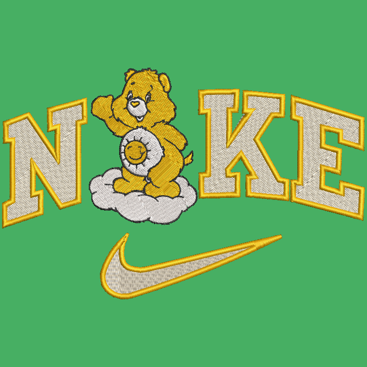 Nike Care Bears Embroidered ADULT Hoodie / Crewneck Sweatshirt Unisex Yellow Sunshine Bear 80s Cartoon Cozy Gift