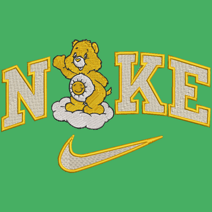 Nike Care Bears Embroidered ADULT Hoodie / Crewneck Sweatshirt Unisex Yellow Sunshine Bear 80s Cartoon Cozy Gift