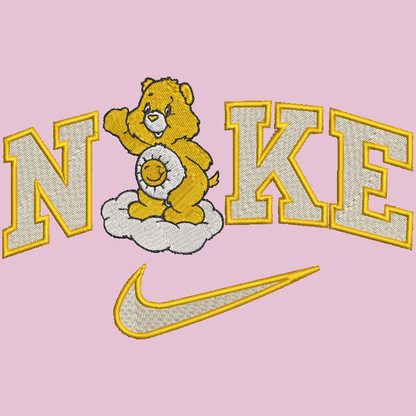 Nike Care Bears Embroidered ADULT Hoodie / Crewneck Sweatshirt Unisex Yellow Sunshine Bear 80s Cartoon Cozy Gift