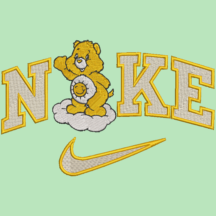 Nike Care Bears Embroidered ADULT Hoodie / Crewneck Sweatshirt Unisex Yellow Sunshine Bear 80s Cartoon Cozy Gift