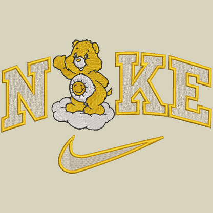 Nike Care Bears Embroidered ADULT Hoodie / Crewneck Sweatshirt Unisex Yellow Sunshine Bear 80s Cartoon Cozy Gift
