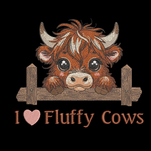 Highland Cow HOODIE Embroidered Adult Unisex Hooded Sweatshirt I Love Fluffy Cows