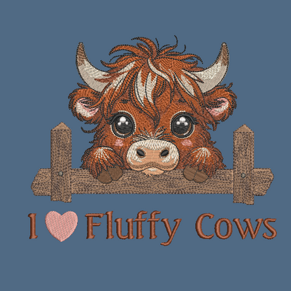 Highland Cow Embroidered Sweatshirt ADULT Hoodie / Crewneck Unisex I Love Fluffy Cows Farm Animal Lover Gift