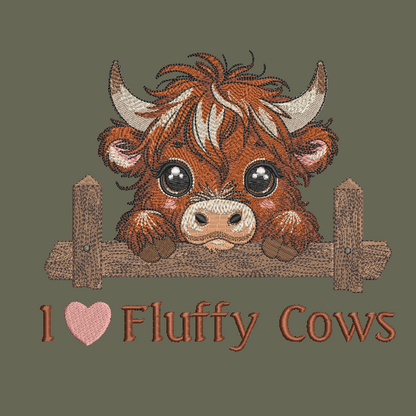 Highland Cow Embroidered Sweatshirt ADULT Hoodie / Crewneck Unisex I Love Fluffy Cows Farm Animal Lover Gift