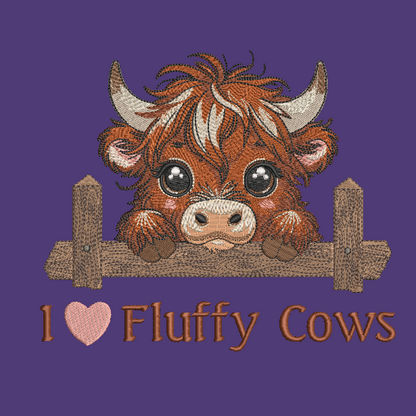 Highland Cow Embroidered Sweatshirt ADULT Hoodie / Crewneck Unisex I Love Fluffy Cows Farm Animal Lover Gift