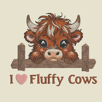 Highland Cow Embroidered Sweatshirt ADULT Hoodie / Crewneck Unisex I Love Fluffy Cows Farm Animal Lover Gift