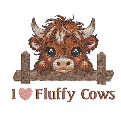 Highland Cow Embroidered Sweatshirt ADULT Hoodie / Crewneck Unisex I Love Fluffy Cows Farm Animal Lover Gift