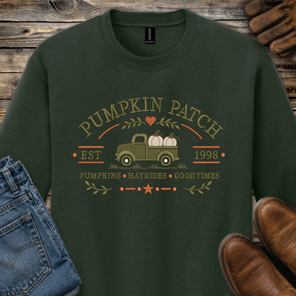 Pumpkin Patch Truck Embroidered Adult Sweatshirt