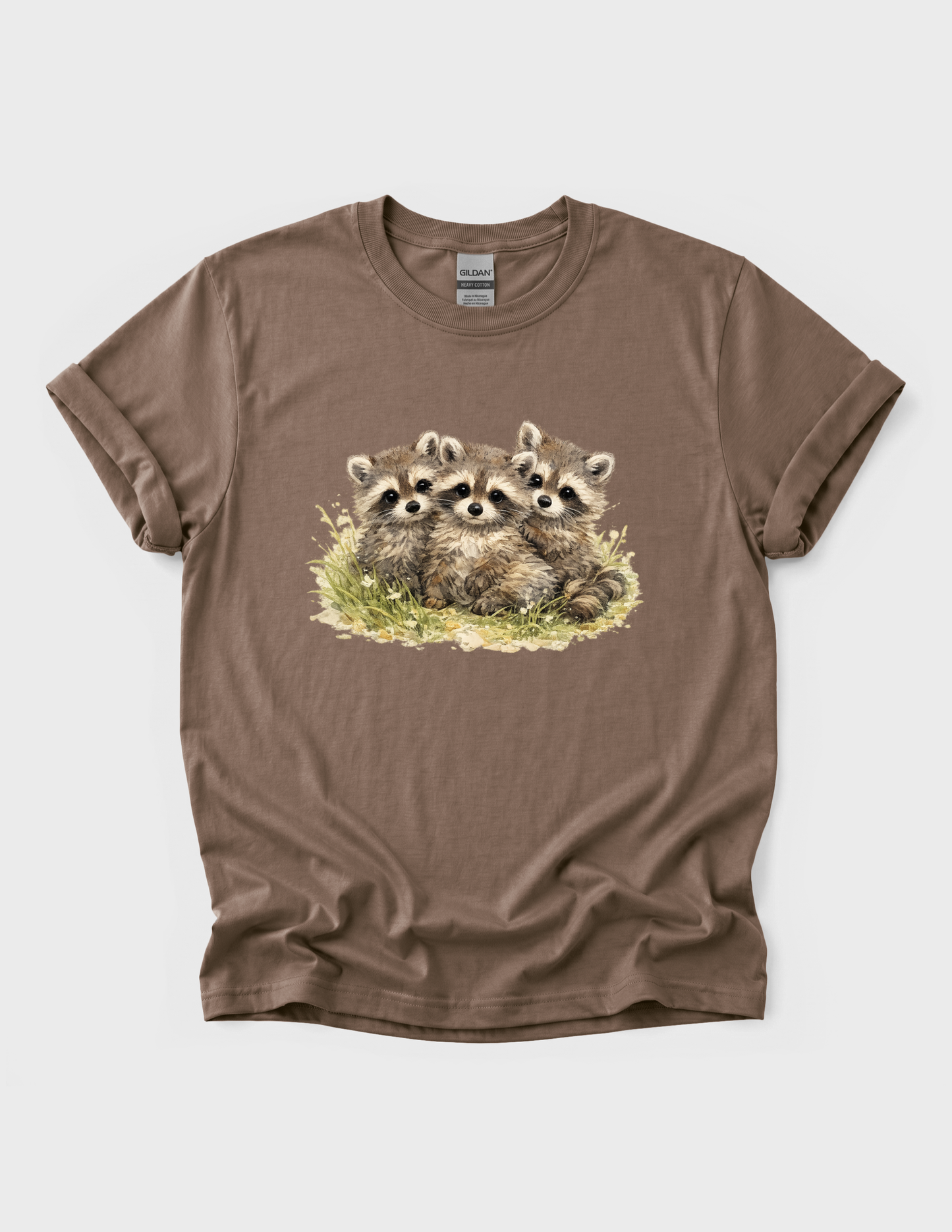 Raccoon Babies Graphic Tee T-shirt or Sweatshirt ADULT Unisex Hoodie / Crewneck Nature Watercolor Animal Cute Gift