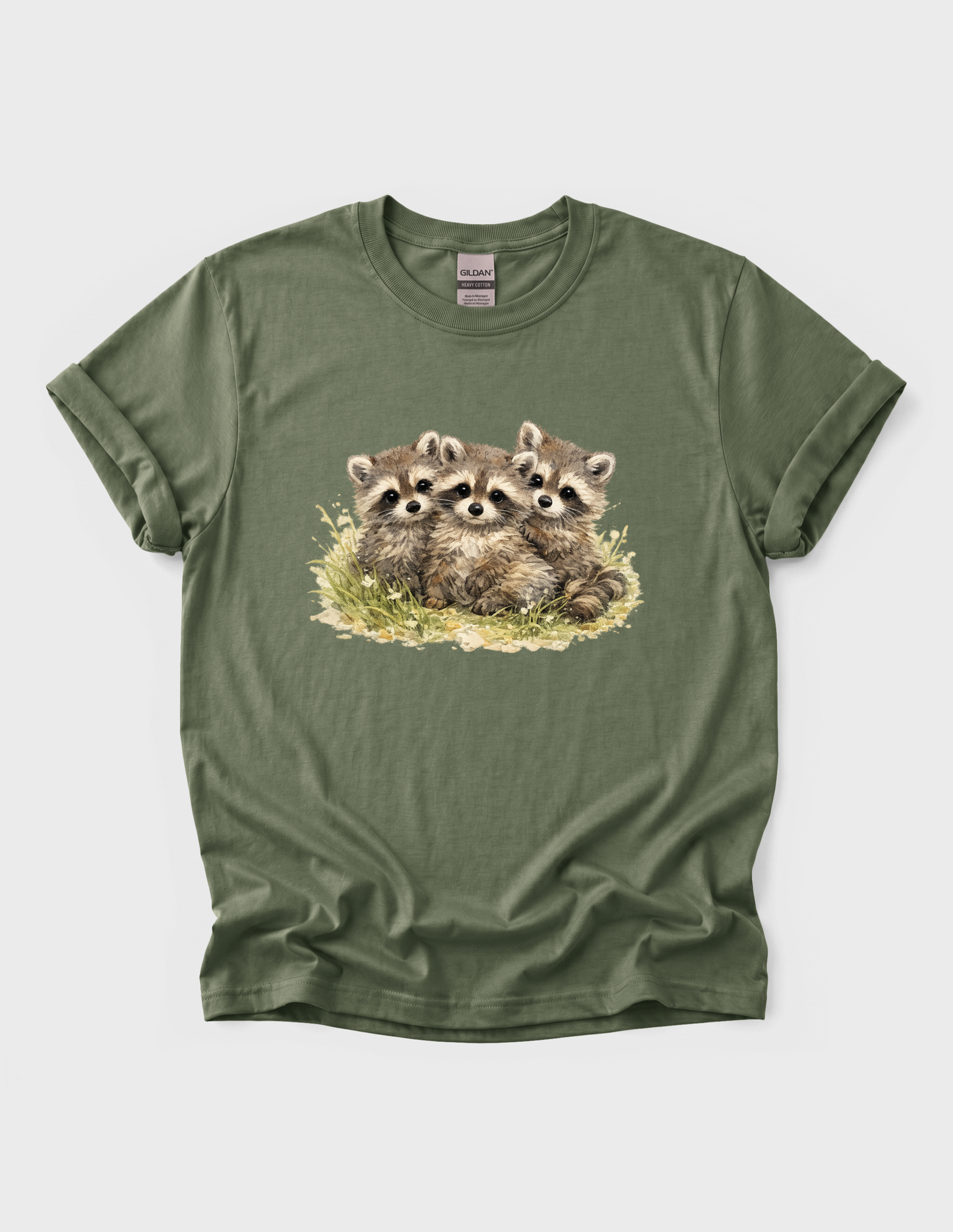 Raccoon Babies Graphic Tee T-shirt or Sweatshirt ADULT Unisex Hoodie / Crewneck Nature Watercolor Animal Cute Gift