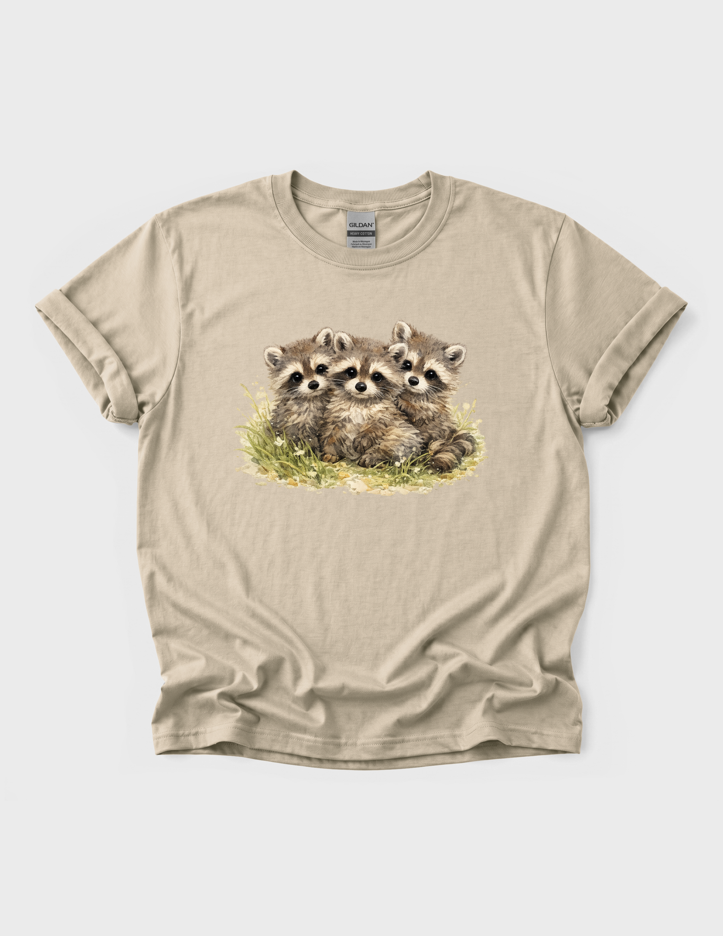 Raccoon Babies Graphic Tee T-shirt or Sweatshirt ADULT Unisex Hoodie / Crewneck Nature Watercolor Animal Cute Gift