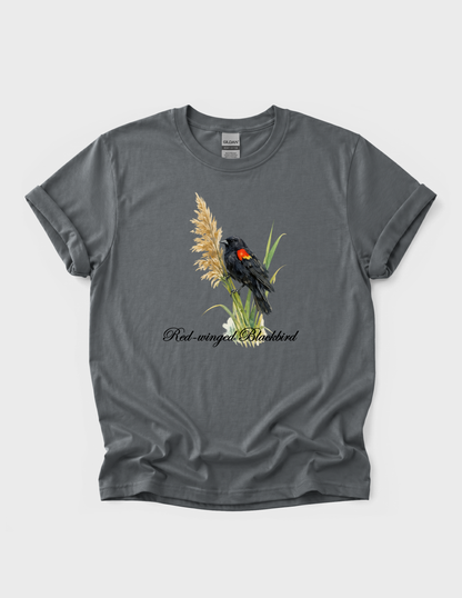 Red Winged Blackbird Graphic Tee T-shirt or Sweatshirt ADULT Unisex Hoodie / Crewneck Watercolor Nature Animal Lover Gift