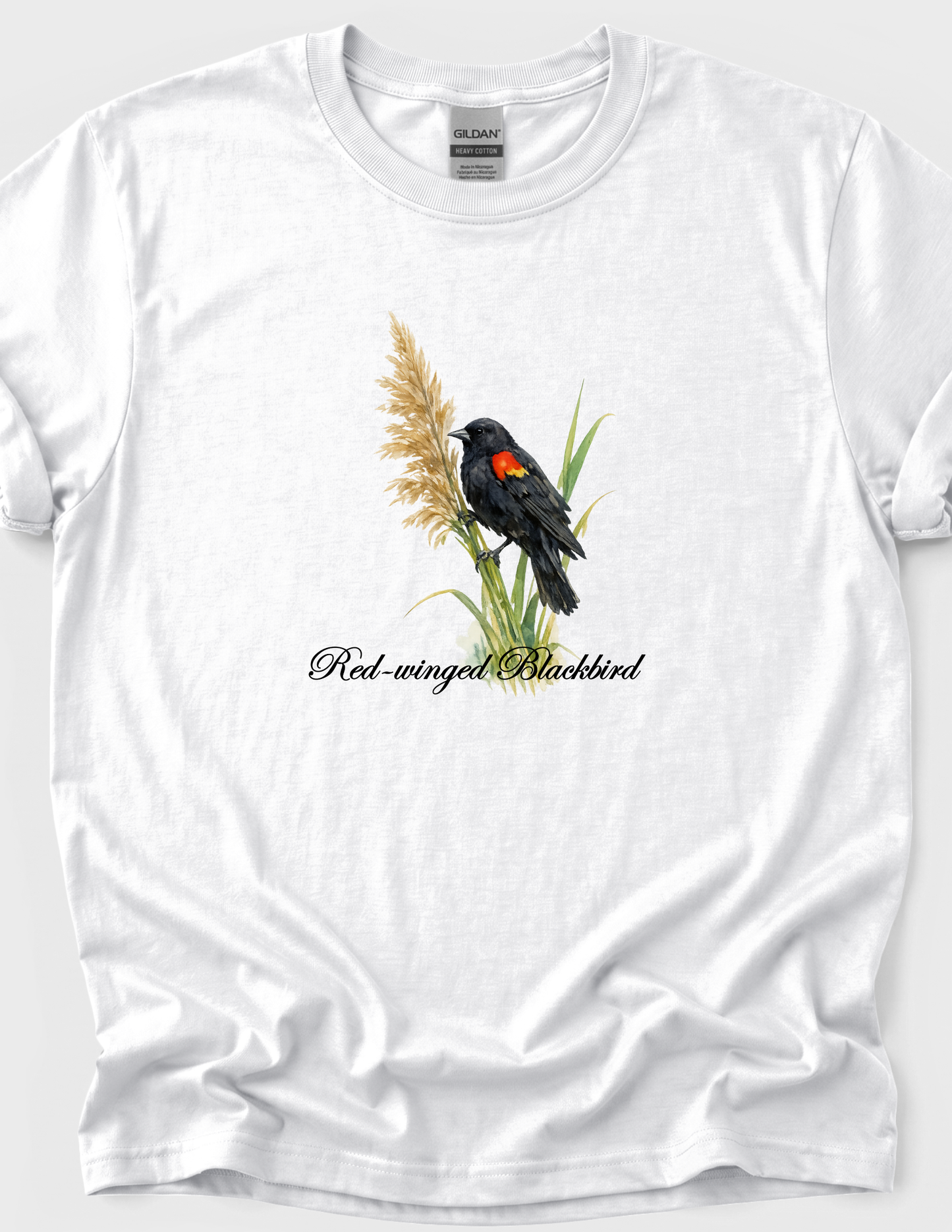 Red Winged Blackbird Graphic Tee T-shirt or Sweatshirt ADULT Unisex Hoodie / Crewneck Watercolor Nature Animal Lover Gift