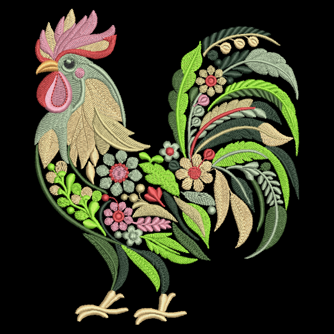 Chicken Rooster Embroidered ADULT Hoodie / Crewneck Sweatshirt Unisex Floral Farm Animal Gift