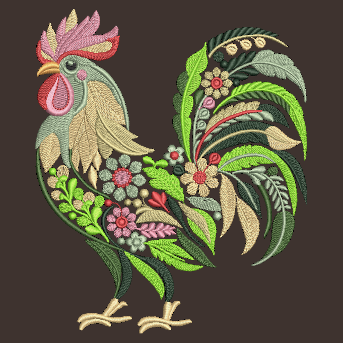 Chicken Rooster Embroidered ADULT Hoodie / Crewneck Sweatshirt Unisex Floral Farm Animal Gift