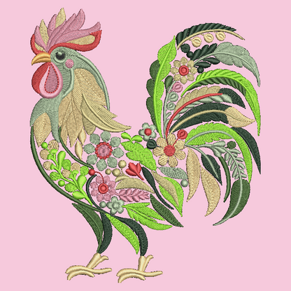 Chicken Rooster Embroidered ADULT Hoodie / Crewneck Sweatshirt Unisex Floral Farm Animal Gift
