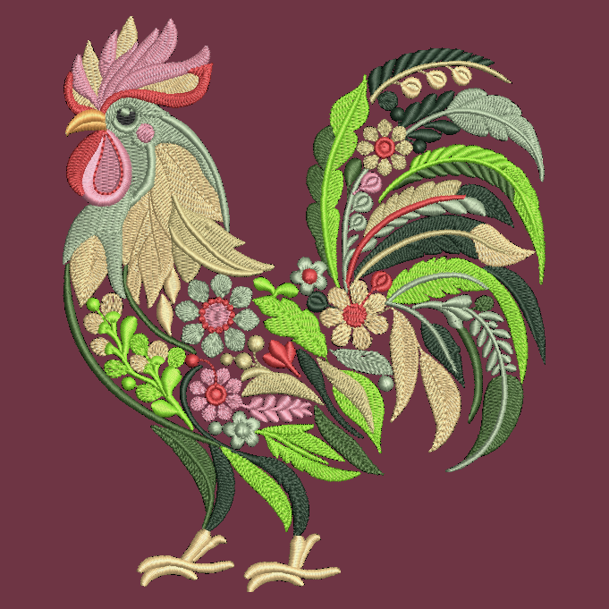 Chicken Rooster Embroidered ADULT Hoodie / Crewneck Sweatshirt Unisex Floral Farm Animal Gift