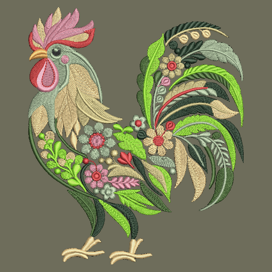 Chicken Rooster Embroidered ADULT Hoodie / Crewneck Sweatshirt Unisex Floral Farm Animal Gift