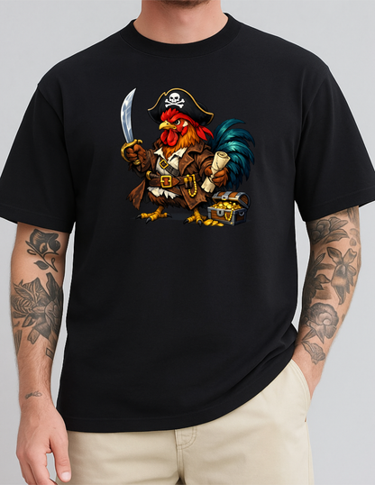 Rooster Pirate Graphic Tee T-shirt or Sweatshirt ADULT Unisex Hoodie / Crewneck Funny Chicken Cartoon