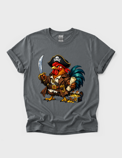 Rooster Pirate Graphic Tee T-shirt or Sweatshirt ADULT Unisex Hoodie / Crewneck Funny Chicken Cartoon