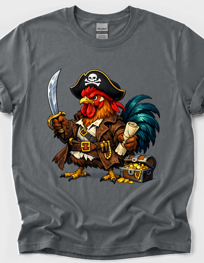Rooster Pirate Graphic Tee T-shirt or Sweatshirt ADULT Unisex Hoodie / Crewneck Funny Chicken Cartoon