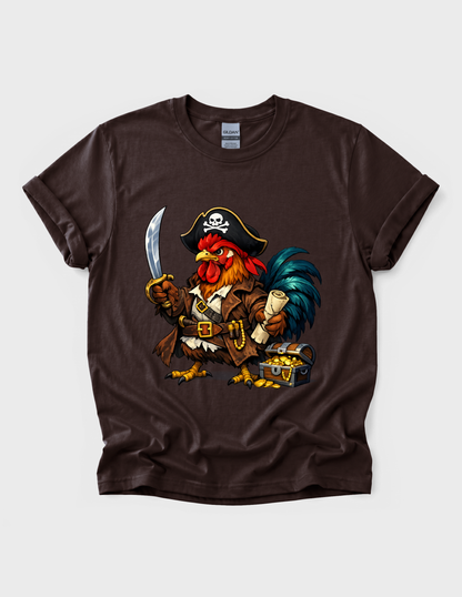 Rooster Pirate Graphic Tee T-shirt or Sweatshirt ADULT Unisex Hoodie / Crewneck Funny Chicken Cartoon