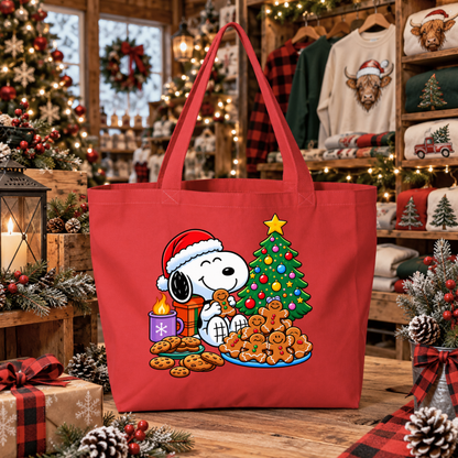 Snoopy Christmas Cookies Graphic Reusable Canvas Tote Bag