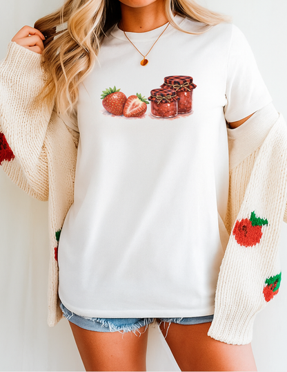 Strawberry Jam Graphic Tee T-shirt or Sweatshirt ADULT Unisex Hoodie / Crewneck Watercolor Food Canning Farm Life