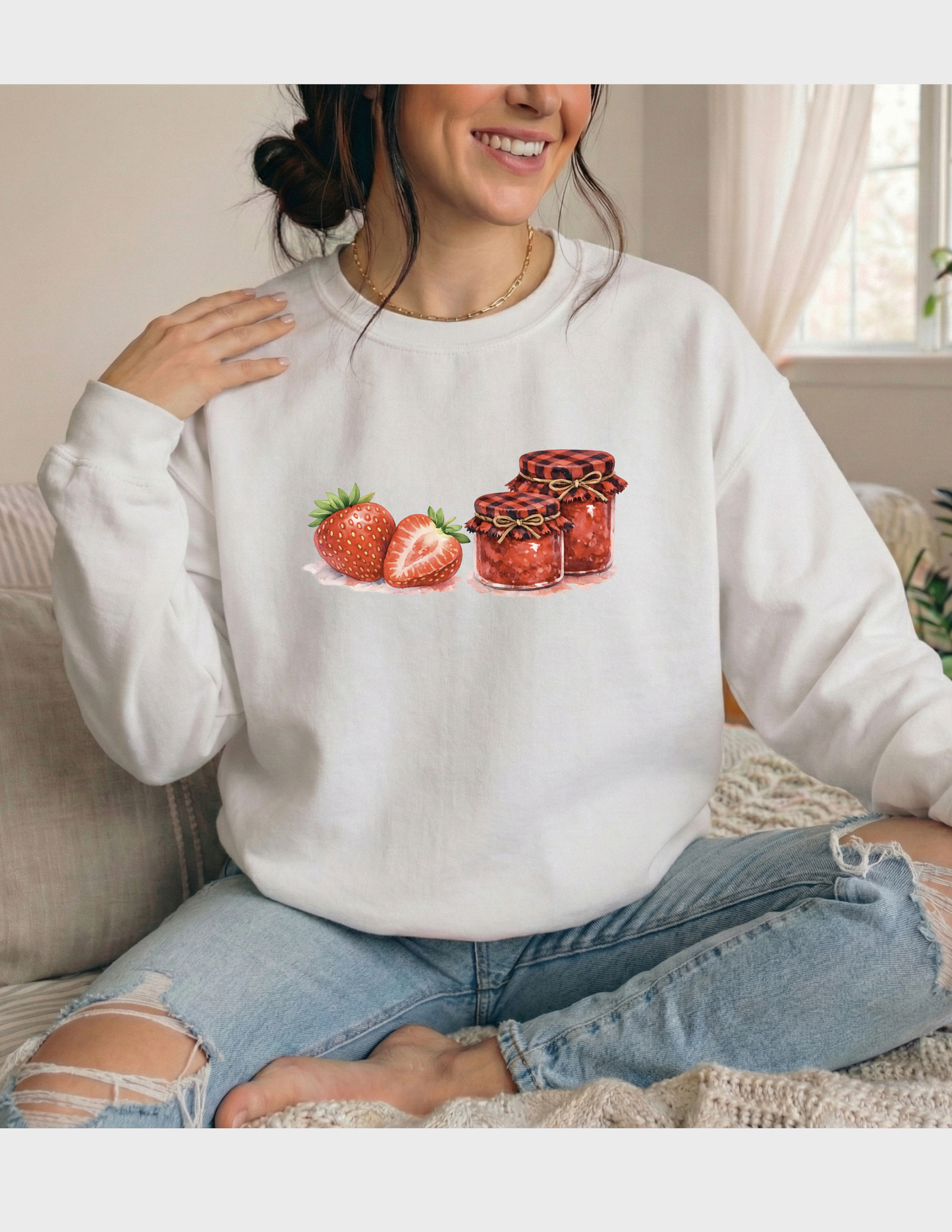 Strawberry Jam Graphic Tee T-shirt or Sweatshirt ADULT Unisex Hoodie / Crewneck Watercolor Food Canning Farm Life