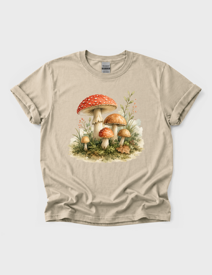 Watercolor Toadstool Graphic Tee T-shirt or Sweatshirt ADULT Unisex Hoodie / Crewneck Nature Wildlife Plant