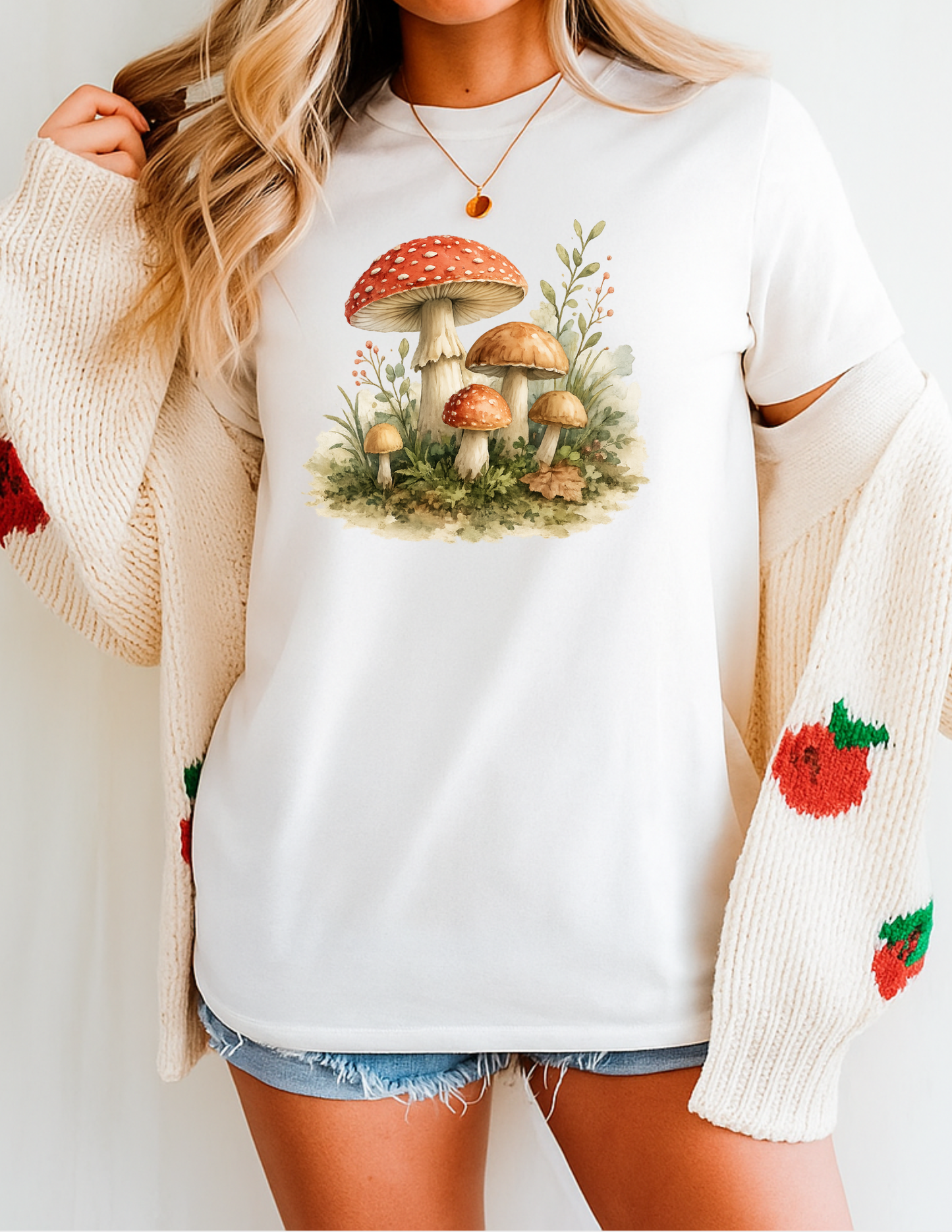 Watercolor Toadstool Graphic Tee T-shirt or Sweatshirt ADULT Unisex Hoodie / Crewneck Nature Wildlife Plant