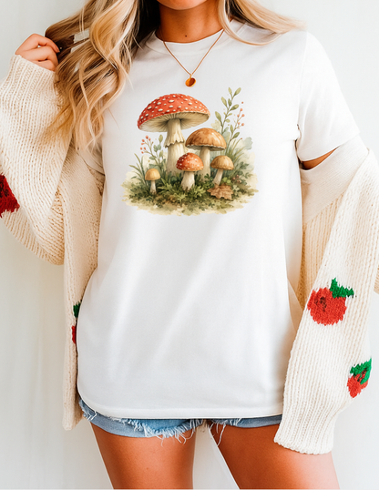 Watercolor Toadstool Graphic Tee T-shirt or Sweatshirt ADULT Unisex Hoodie / Crewneck Nature Wildlife Plant