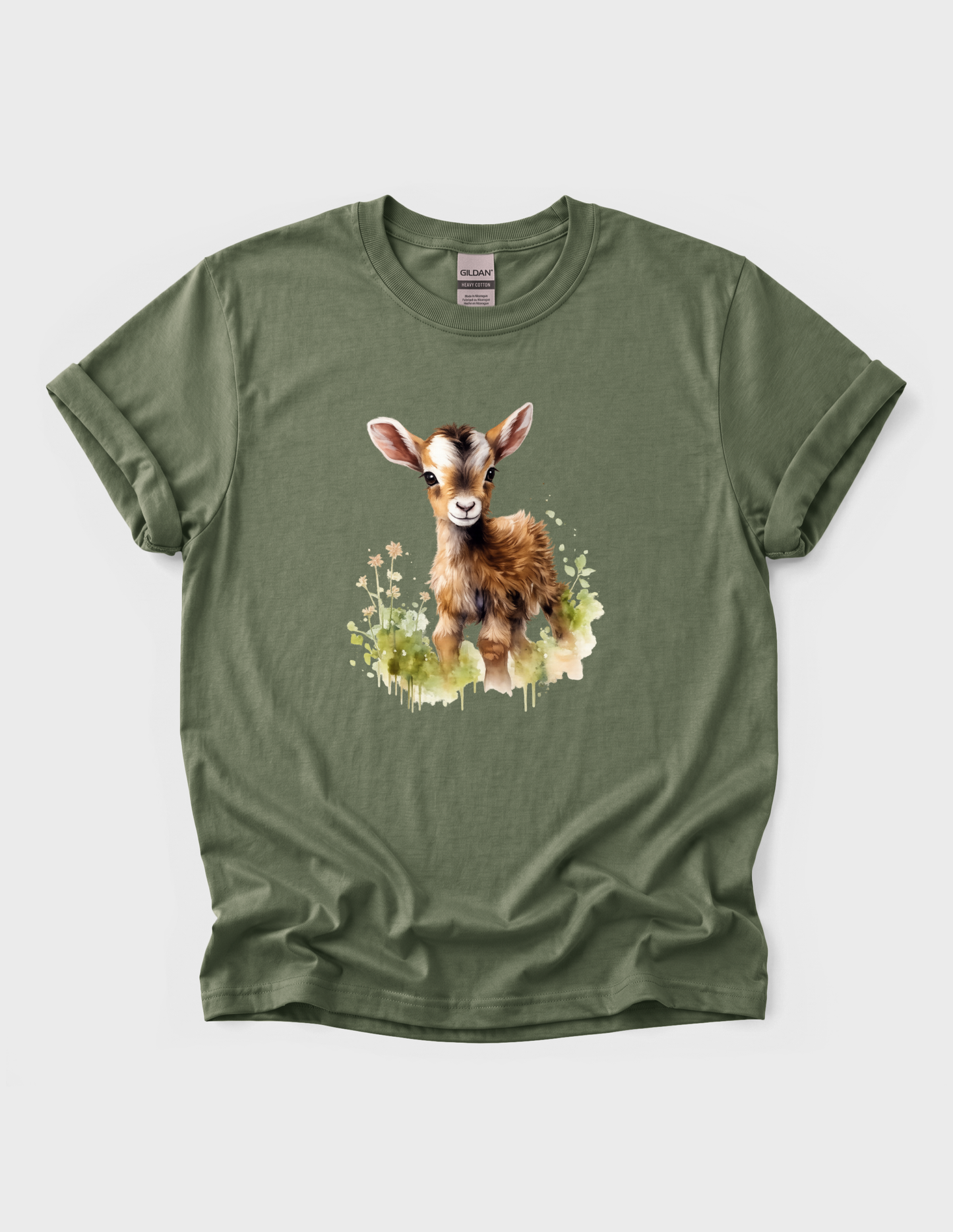 Baby Goat Graphic Tee T-shirt or Sweatshirt ADULT Unisex Hoodie / Crewneck Watercolor Farm Animal Gift