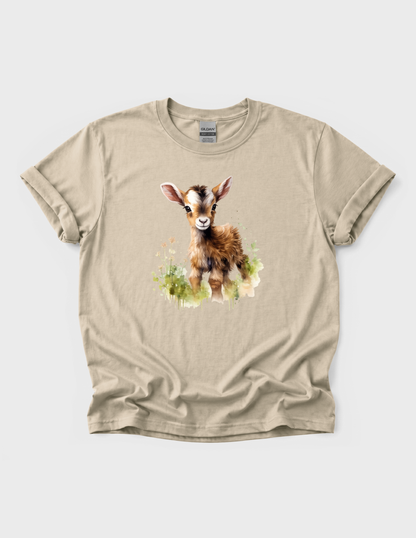 Baby Goat Graphic Tee T-shirt or Sweatshirt ADULT Unisex Hoodie / Crewneck Watercolor Farm Animal Gift