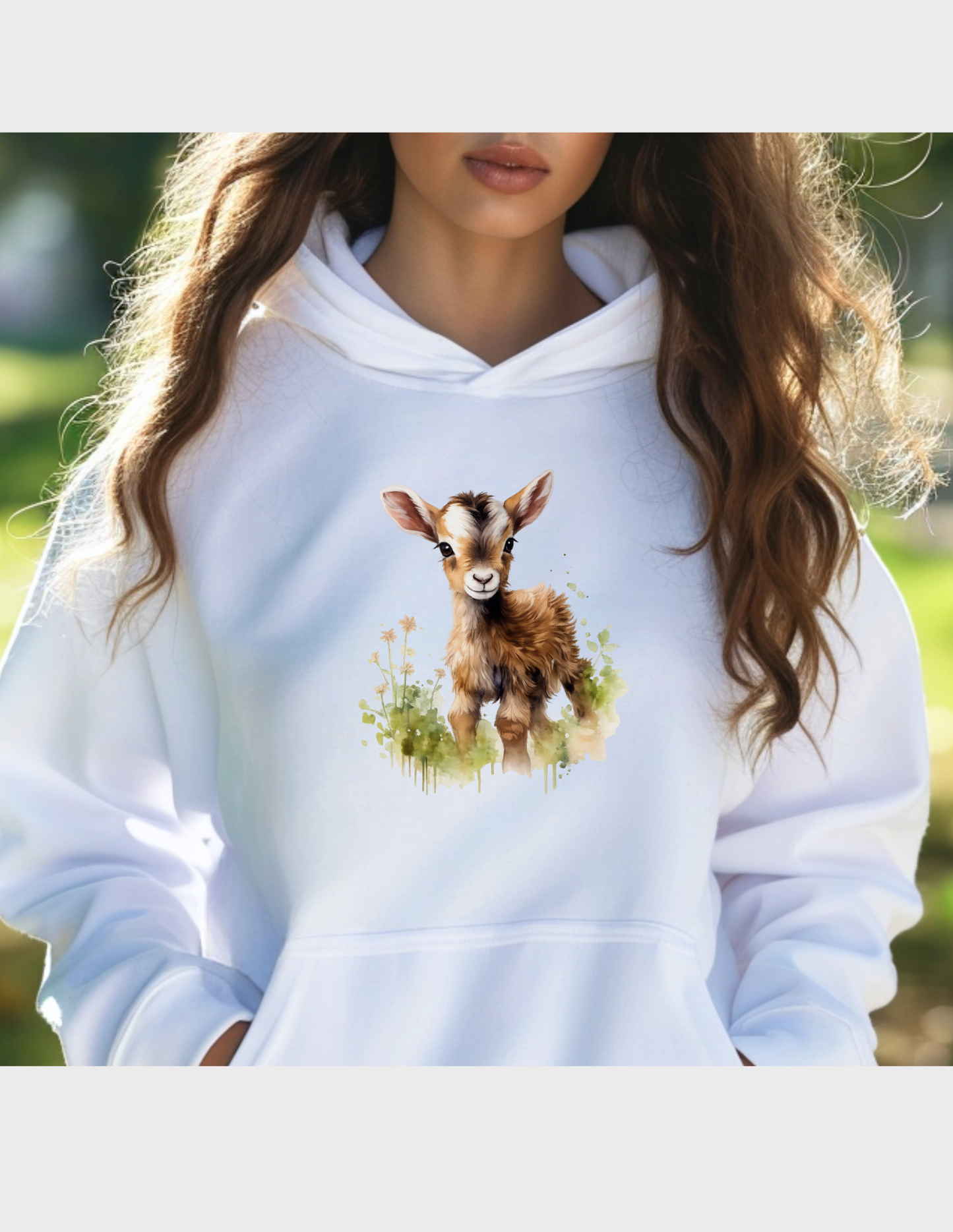 Baby Goat Graphic Tee T-shirt or Sweatshirt ADULT Unisex Hoodie / Crewneck Watercolor Farm Animal Gift
