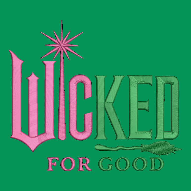 Wicked For Good Embroidered ADULT Hoodie / Crewneck Sweatshirt Unisex Witch Wizard Oz