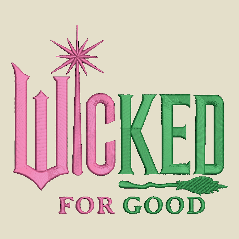 Wicked For Good Embroidered ADULT Hoodie / Crewneck Sweatshirt Unisex Witch Wizard Oz