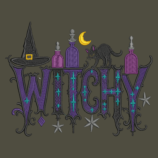 Witchy Embroidered ADULT Hoodie / Crewneck Sweatshirt Unisex Goth Magic Halloween Gift