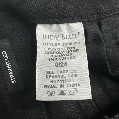 Judy Blue Jeans Womens 0 24 Straight Leg Black Stretch Denim Split Hems EUC