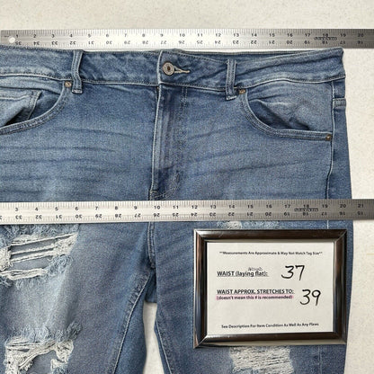 Kancan Jeans Womens 16 Straight Ankle Blue Denim Distressed Fray 90s Grunge
