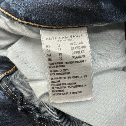 American Eagle Jeans Women 18 Super Hi Rise Jegging Blue Denim Dark Wash Comfort