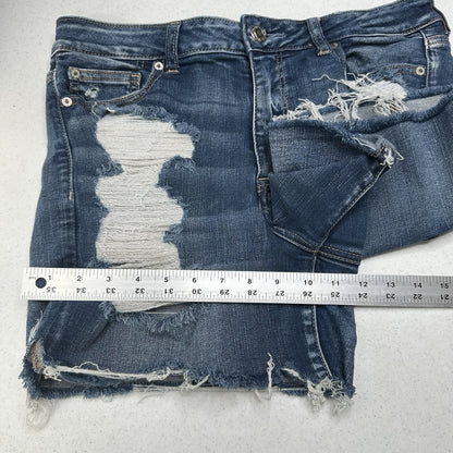 American Eagle Shorts Women 14 Hi Rise Shortie Next Level Blue Jean Denim Grunge