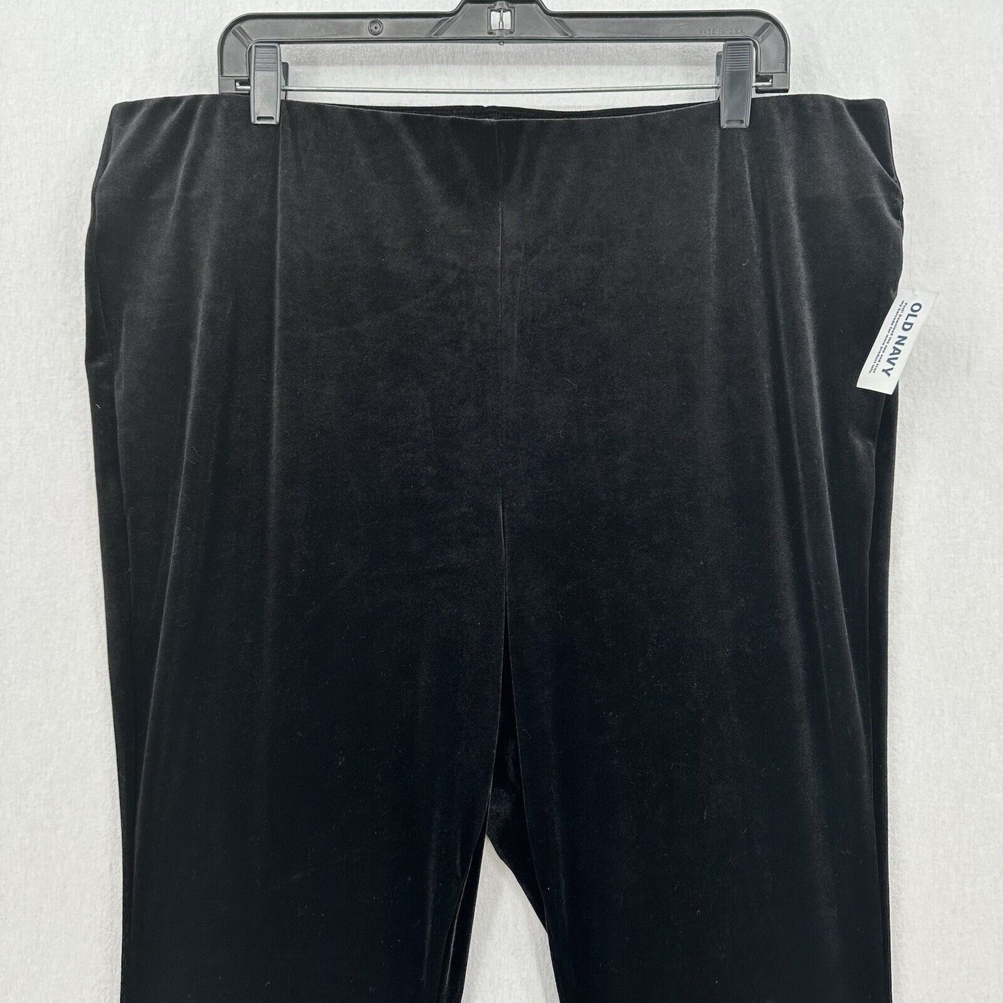 Old Navy Velvet Pants Women 2X High Rise Flare Black Pull On Witch Boho Goth NEW