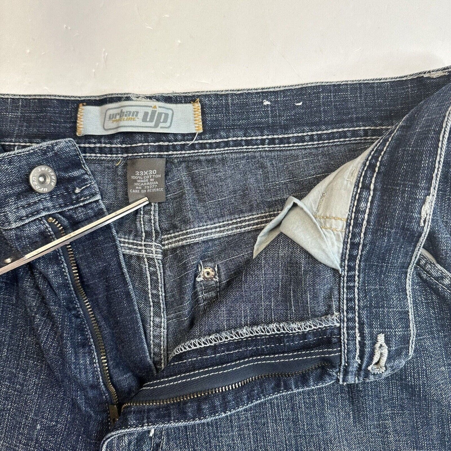 Urban Pipeline Jeans Mens 33x30 Blue Carpenter Loose Baggy Wide Denim Streetwear
