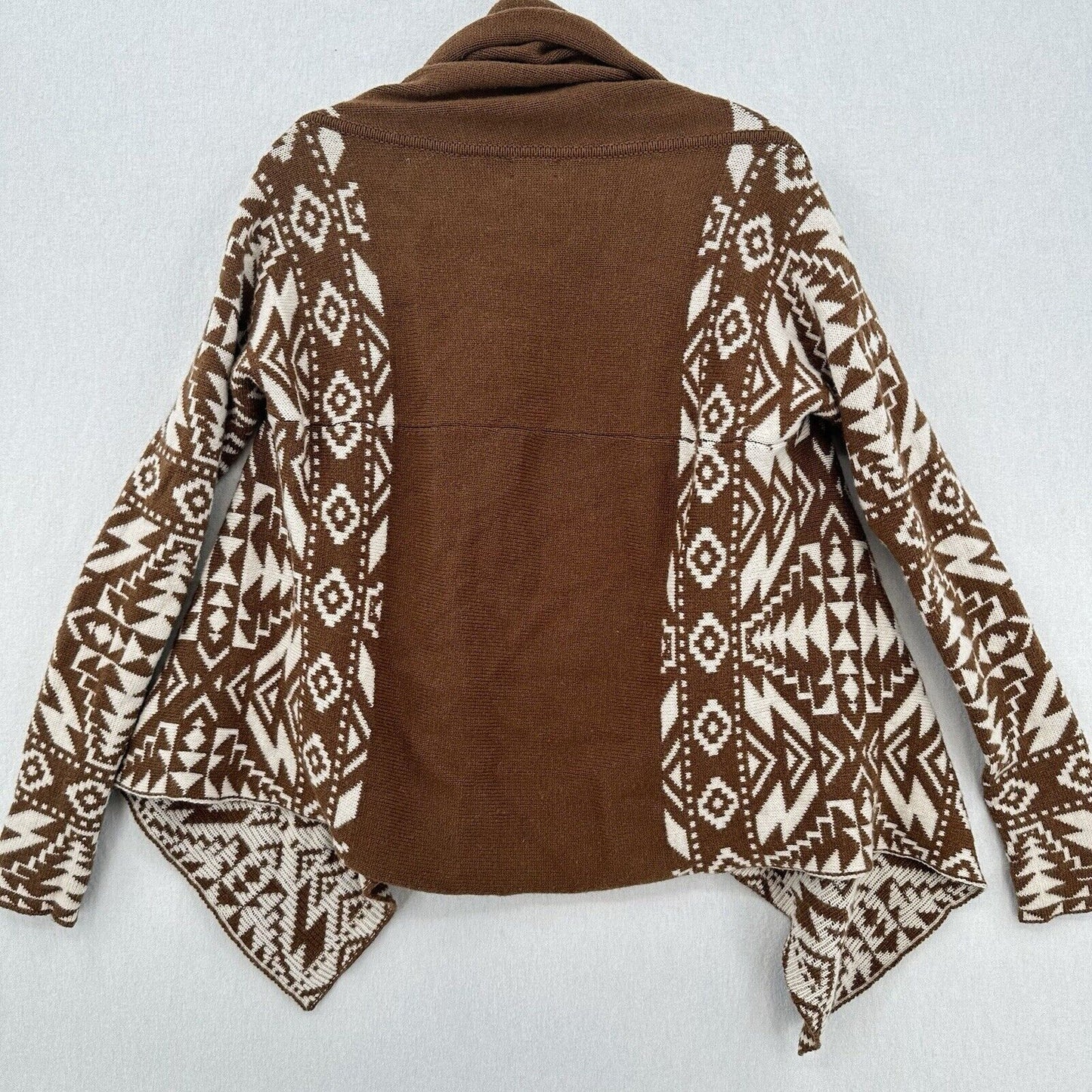 Patagonia Sweater Womens Small Cardigan Brown Beige Open Aztec Lambswool Western